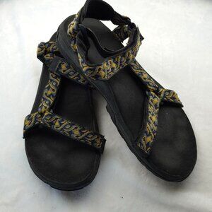 Teva Mens Size 8 Sport Sandals Black with Blue‎ & Yellow Web Straps